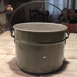 Vintage Green/Silver Metal Handled Bucket Pail Made In Japan